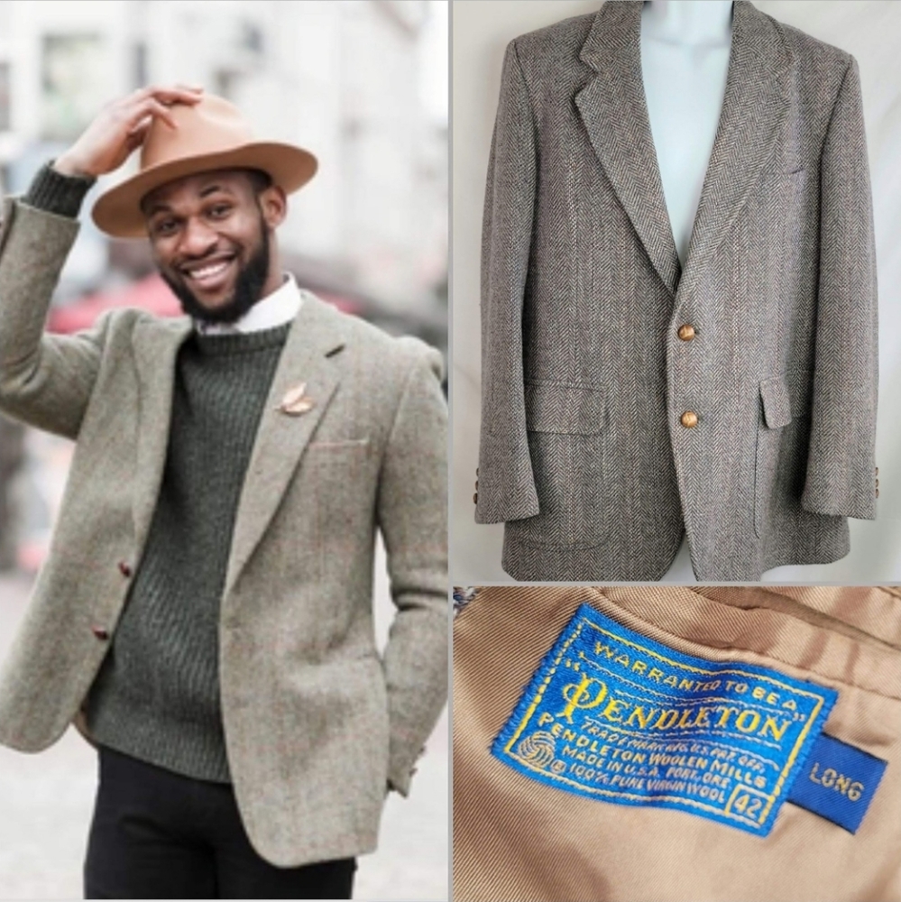 Last Chance! Pendleton Classic 42L Herringbone Wool Sports Coat